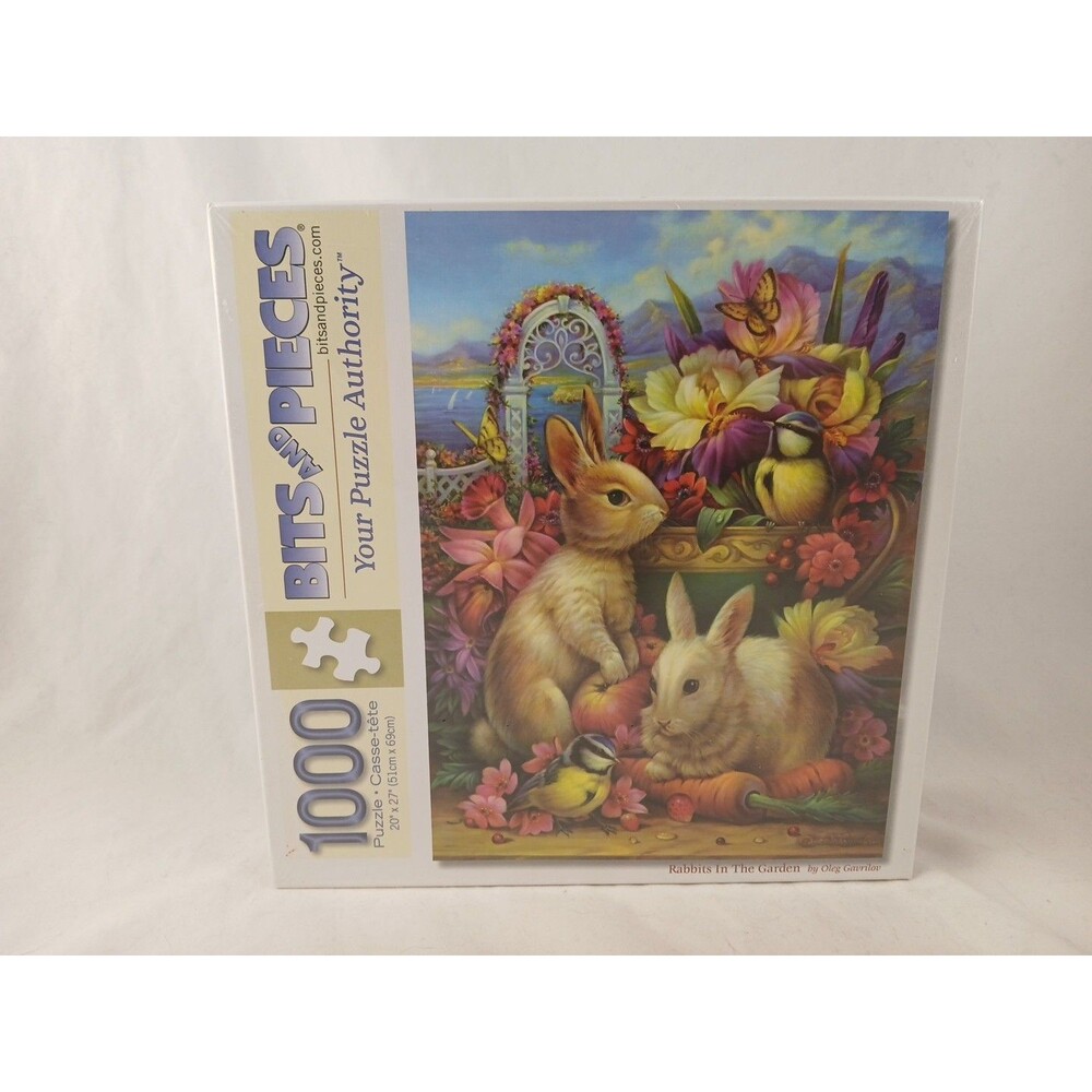 Bits and Pieces 1000 Piece Jigsaw Puzzle-Rabbits in the Garden-NEW/SEALED!